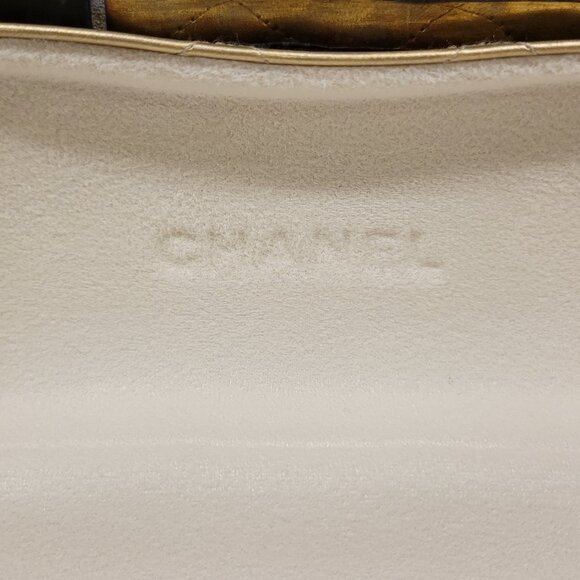 RARE GENUINE CHANEL CC GOLD QUILTED SUNGLASSES EYEGLASSES LEATHER CLAM SHELL HAR - Picture 10 of 15